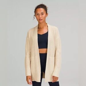 129. Lululemon Open-Front Cream Ribbed Cardigan Sweater